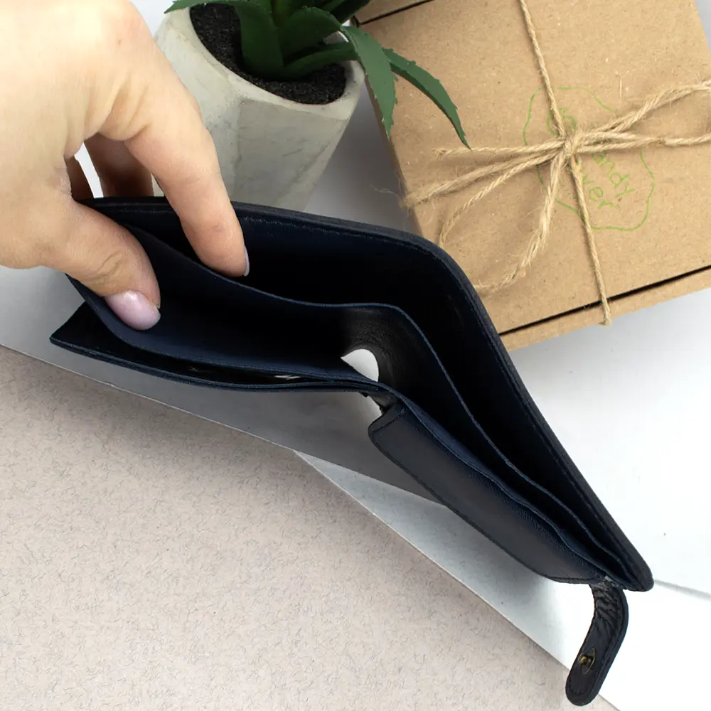 Кошелек мужской кожаный Handycover HC0041 синий с гербом Украины - фото 6