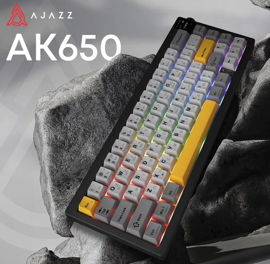 Клавіатура ігрова механічна бездротова Ajazz AK-650B Black RGB Flying Fish Switch Hot-Swap 2.4G/Bluetooth/USB - фото 6