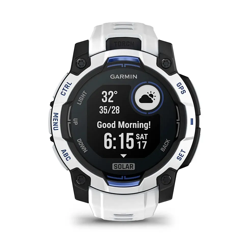 Смарт-годинник Garmin Instinct 3 45mm Solar Whitestone with Whitestone/Bolt Blue Silicone Band (010-02934-03) - фото 9
