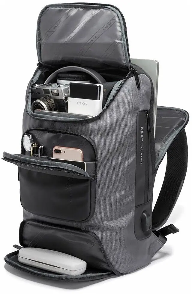 Рюкзак міський Bange BG-7078 30л ранець з відсіком для ноутбука до 15.6'' USB-роз'єм Gray (19377) - фото 3