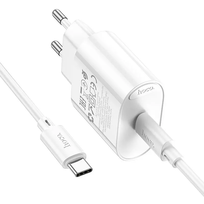 МЗП Hoco C109A Fighter PD20W (1USB-C) + кабель Type-C to Type-C White - фото 3