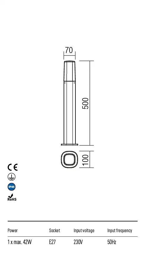 Стовпчик CRAYON ST500 E27 42W IP44 DG (4.1.1) Redo 9075 - фото 3