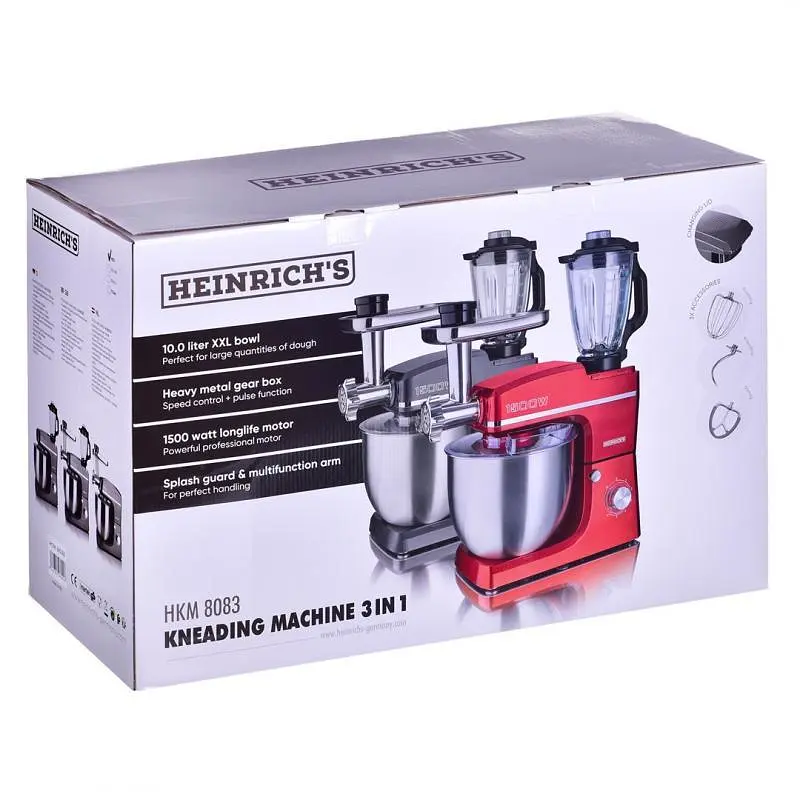Кухонний комбайн-тестоміс 3 у 1 Heinrich's HKM 8083 Gold 10 л - фото 10