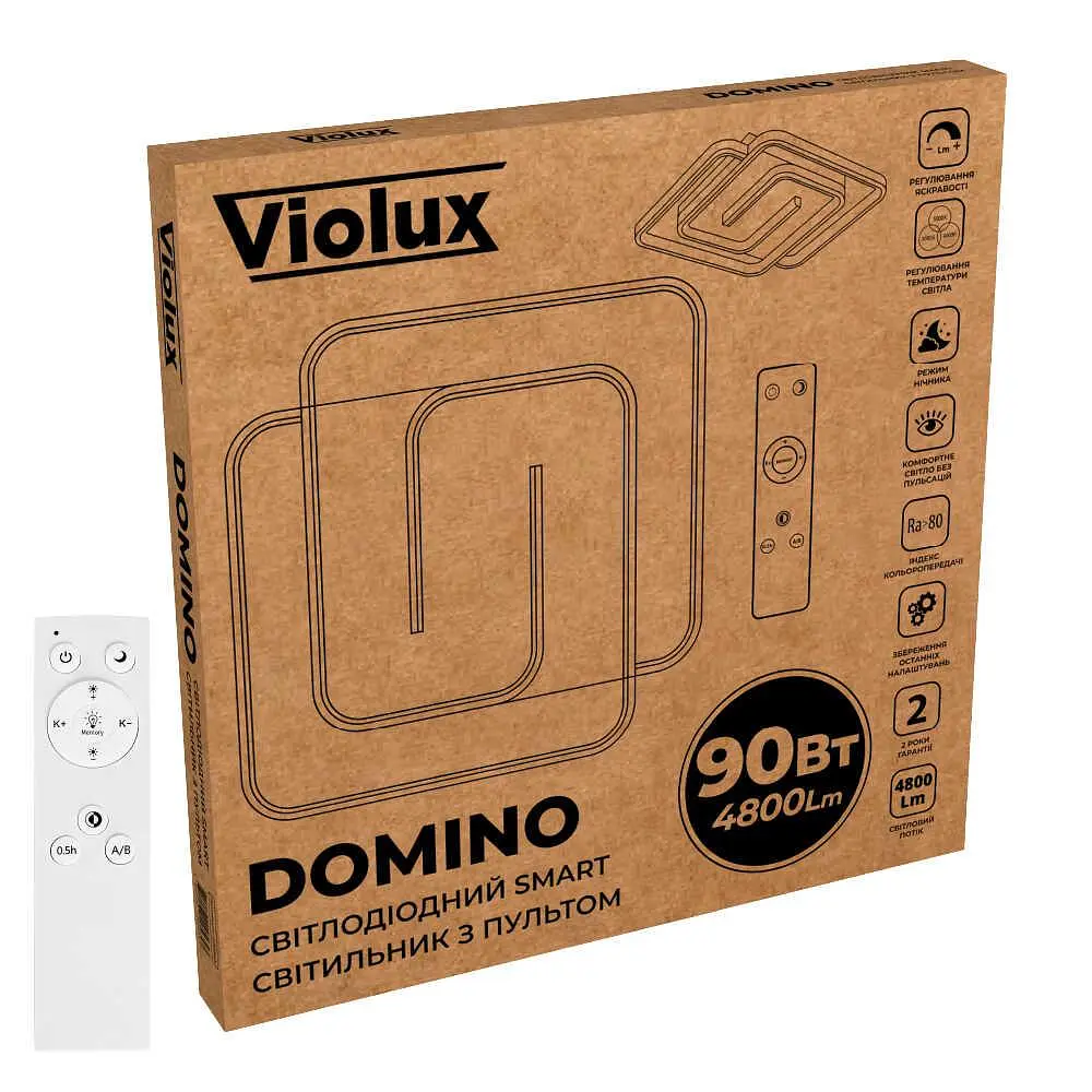 Світильник LED smart DOMINO+пульт квадрат 90W 3000-5000K IP20 Violux ( 220565 ) - фото 6