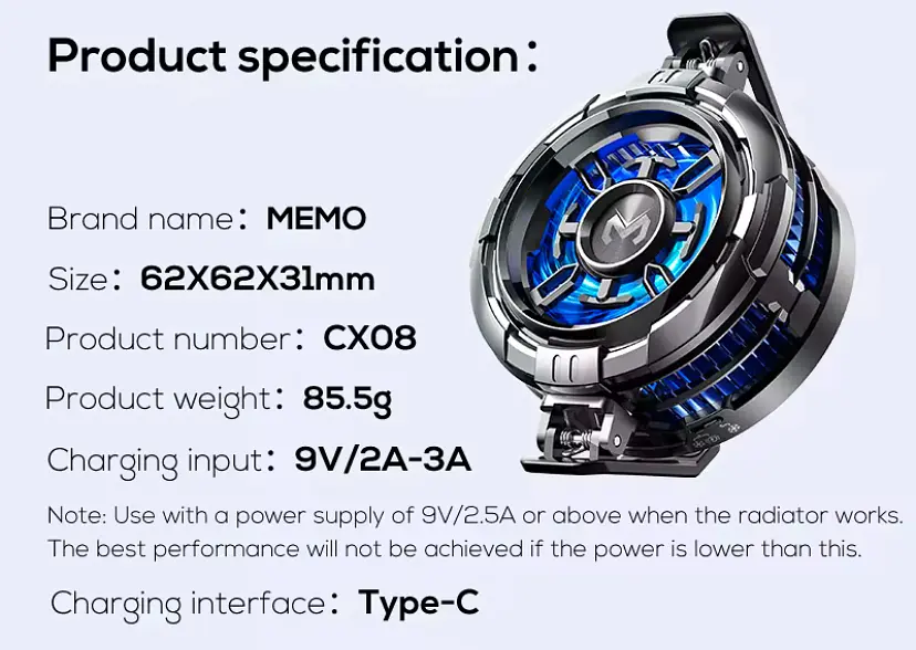 Охолодження-вентилятор для телефону MEMO Dobe з RGB fronzen type Чорний - фото 5