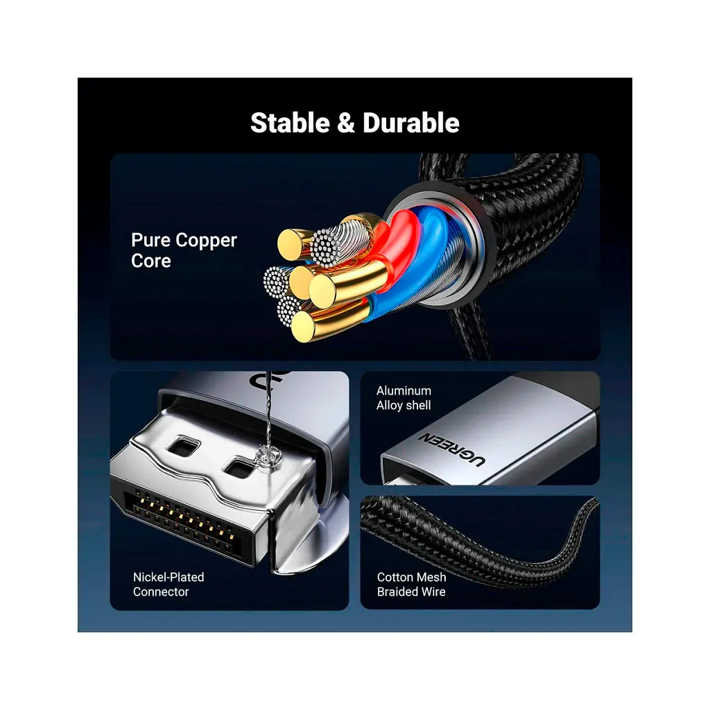 Кабель мультимедійний DisplayPort M to HDMI M 1.0m V2.0 4K60Hz DP119 black Ugreen (15773) - фото 8
