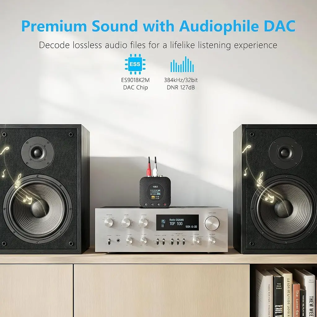 Bluetooth-ресивер 1Mii B06HD+ Hi-Res LDAC Bluetooth 5.3 з DAC та OLED-дисплеєм - фото 5