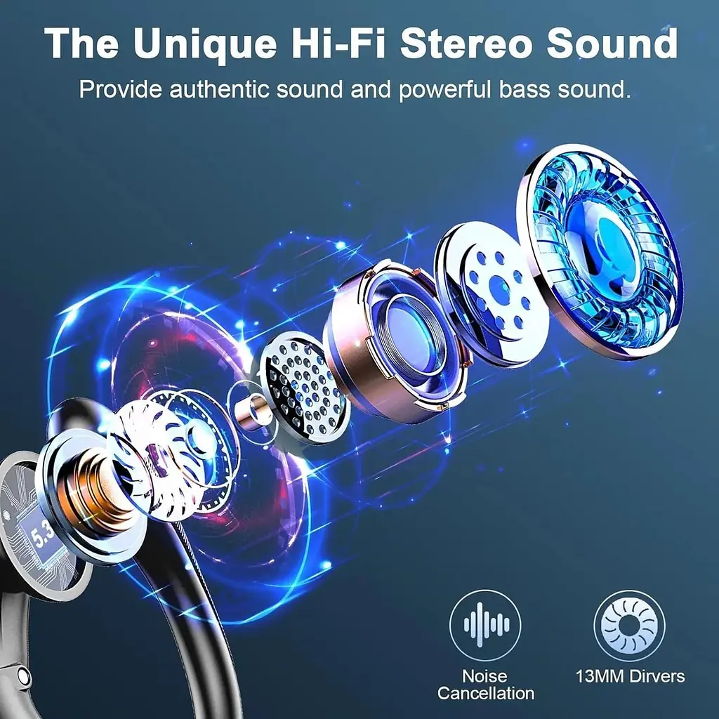 Бездротові навушники Poounur Bluetooth 5.3 з шумопоглинанням та мікрофоном - фото 3