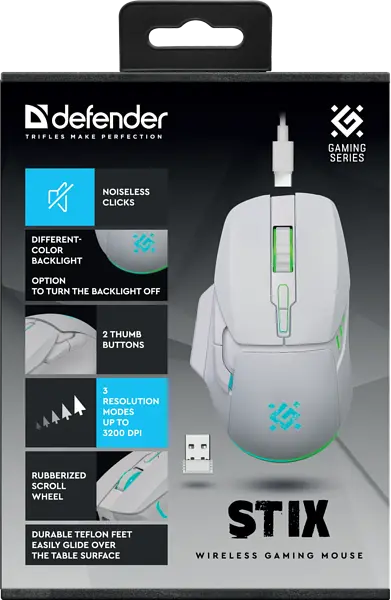 Миша Defender Stix GM-009 White (52009) - фото 6