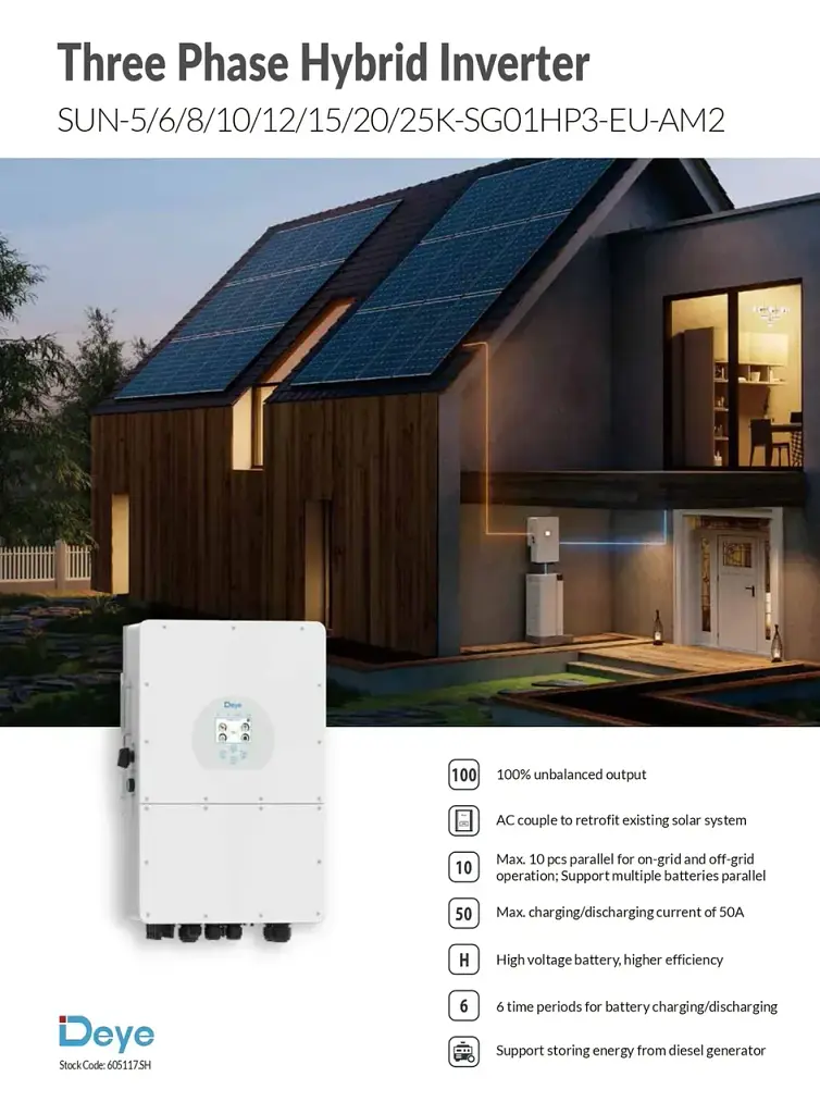 Гібридний інвертор Deye SUN-25K-SG01HP3-EU-AM2 25 кВт для високовольтних сонячних систем з MPPT контролерами - фото 3