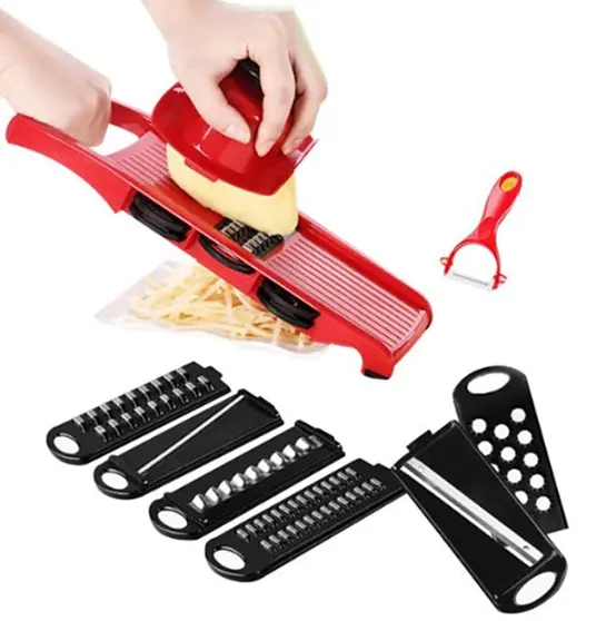 Овочерізка - мультислайсер Mandoline Slicer 6 in 1 · Тертка – шатківниця для овочів та фруктів з контейнером - фото 5