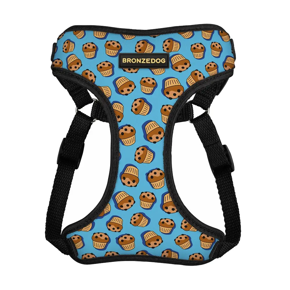 Шлея для собак Bronzedog Sport Кексы S 16х14х2 см голубая - фото 2