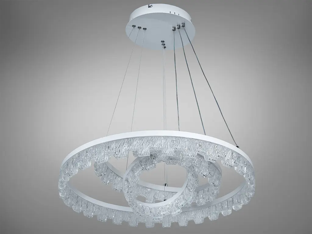 Стильная подвесная LED-люстра для зала Diasha MD78201/600+400+200WH, біла, 105W, Ø60 см, 3 кільця - фото 4