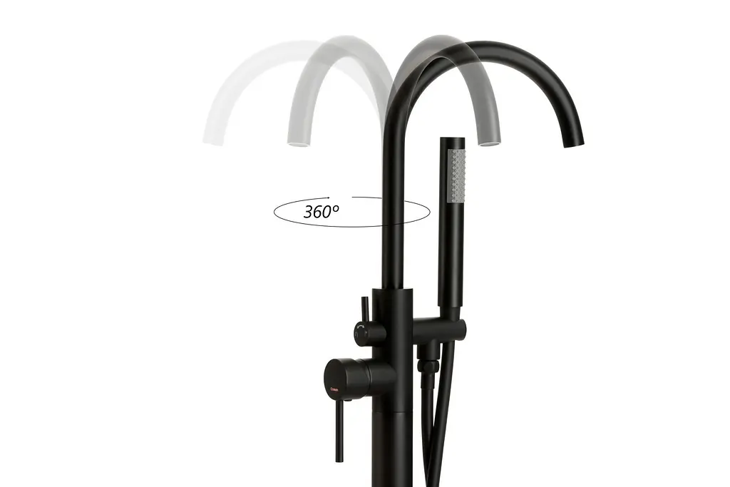 Змішувач для ванни Corsan Lugo black mat підлоговий CMM35BL Чорний матовий - фото 10