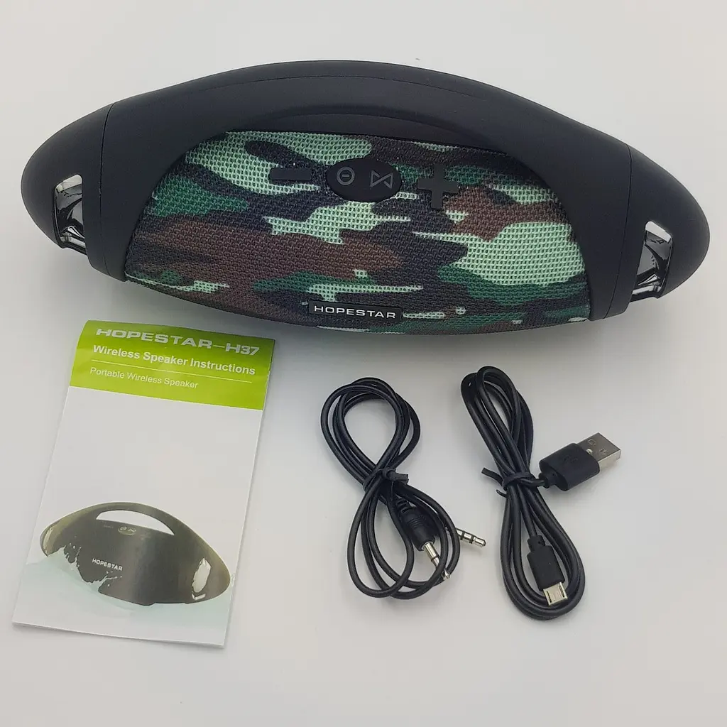 Бездротова акумуляторна колонка Bluetooth акустика FM MP3 AUX USB Hopestar H37 камуфляжна - фото 2