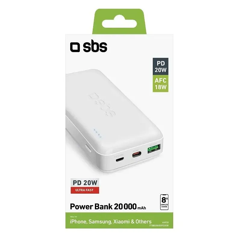 Повербанк SBS Powerbank 20000 mAh White (TTBB20000PD20W) - фото 4