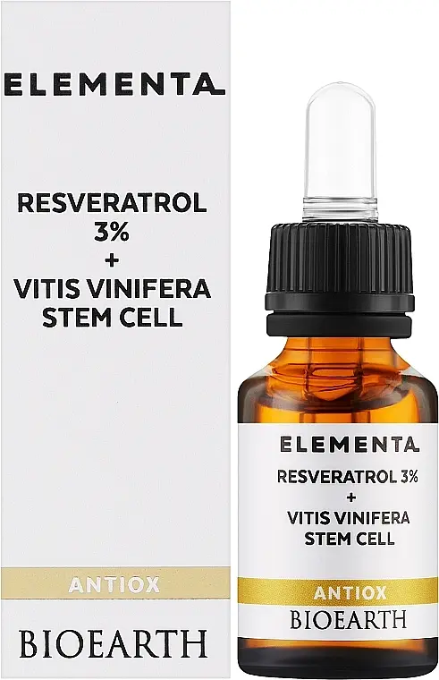 Антиоксидантная сыворотка для лица Bioearth Elementa Antiox Resveratrol 3% + Vitis Vinifera Stem Cell 15 мл - фото 2