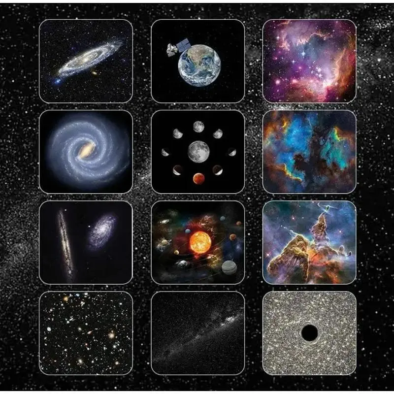 Дитячий нічник проектор зоряного неба + 12 картриджів Galaxy Projector мережевий світильник нічний для дітей спальні з проекцією планетарій для спальні нічник зоряне небо дитячий Білий - фото 9