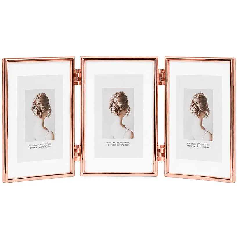 Фоторамка металева на 3 фото 10*15см Rose Gold 4R 12001T6R