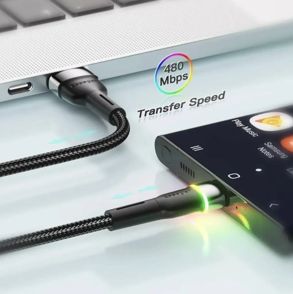 Зарядка USB кабель Essager для синхронізації та зарядки Android та інших пристроїв USB Type-C 3 м Чорний - фото 6
