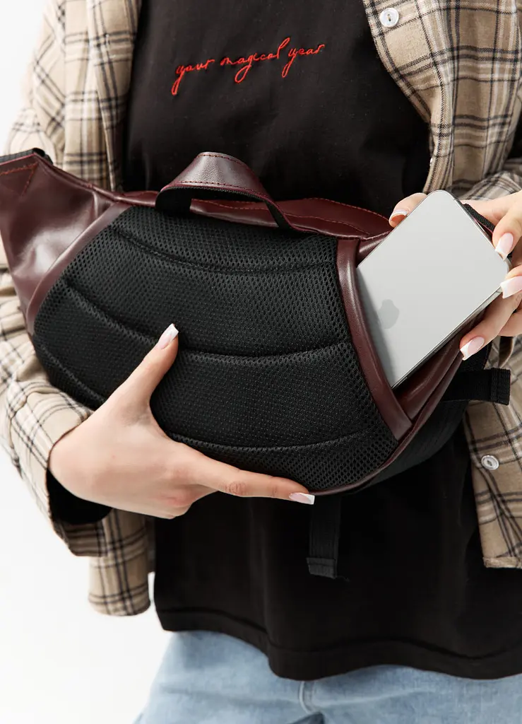 Велика жіноча поясна сумка бананка Sambag DynamicDart марсала 38 × 21 × 7 см (80411120) - фото 5
