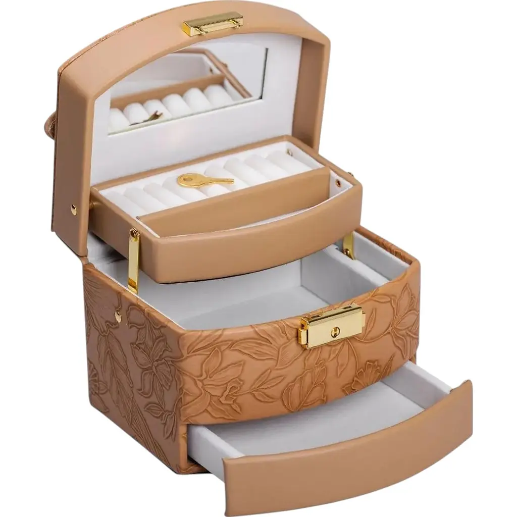 Кейс-шкатулка для украшений Yiwu с замком 15.5х11.5х11.5 см коричневый HP-5-23BR - фото 2