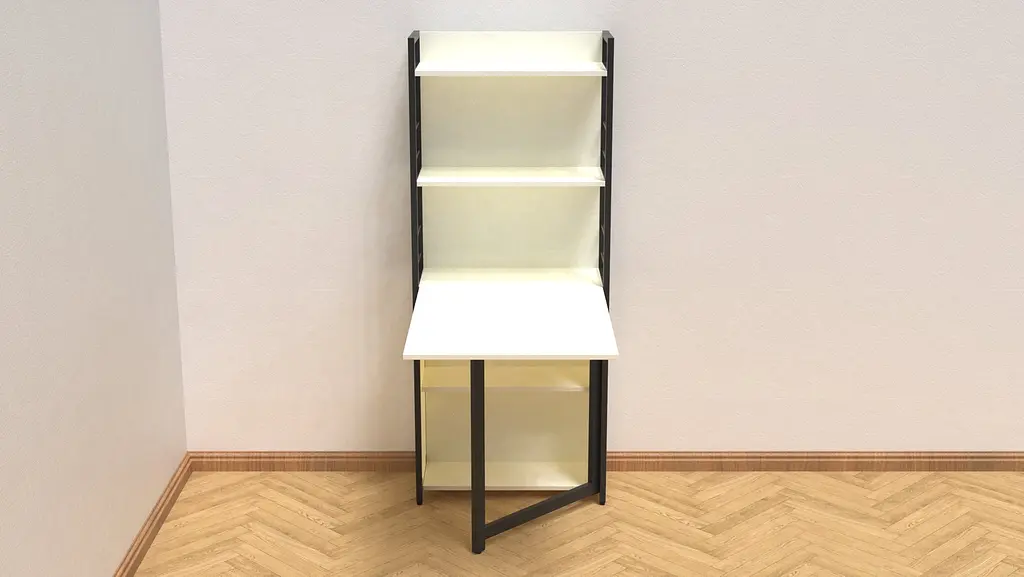 Стіл книжка з етажеркою Практик 2 Ferrum-decor 1555x640x990 Чорний метал ДСП Біле 16 мм (FRD-104625) - фото 6