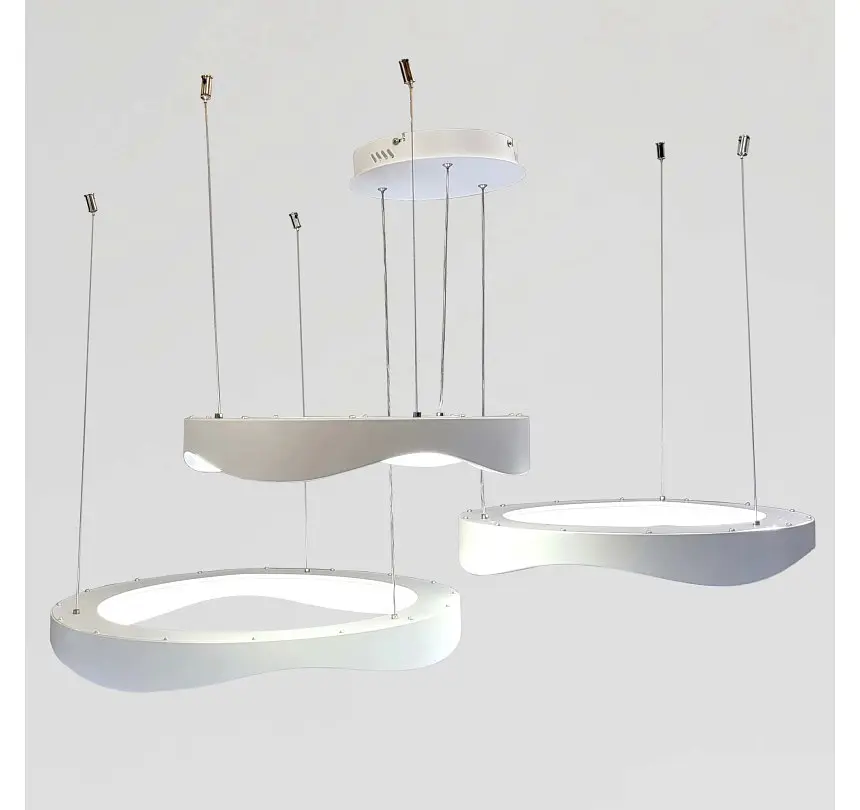 Світлодіодна люстра підвісна Artlight 2460/42+52+62WH з трьома хвилеподібними кільцями, 200W - фото 2