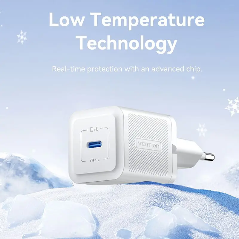 Зарядний пристрій 1xUSB-C 20W GaN+USB-C cable М-М Білий Vention - фото 9