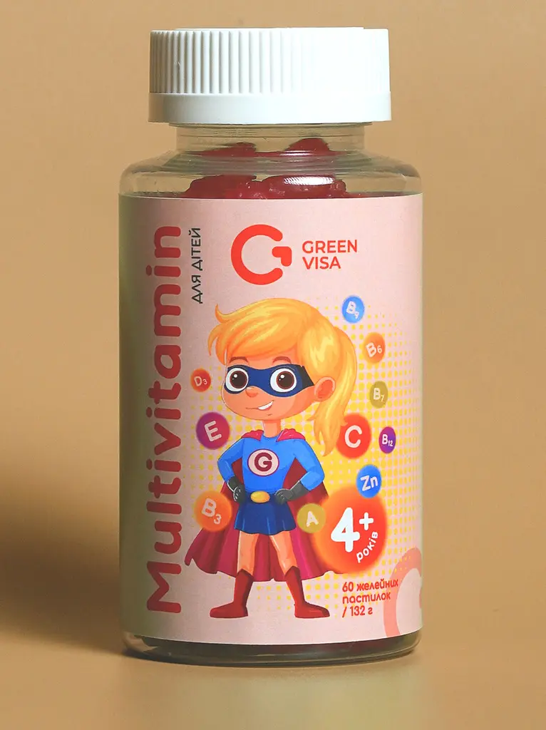 Мультивітаміни для дітей Multivitamin 60 желейних пастилок Грін Віза - фото 2