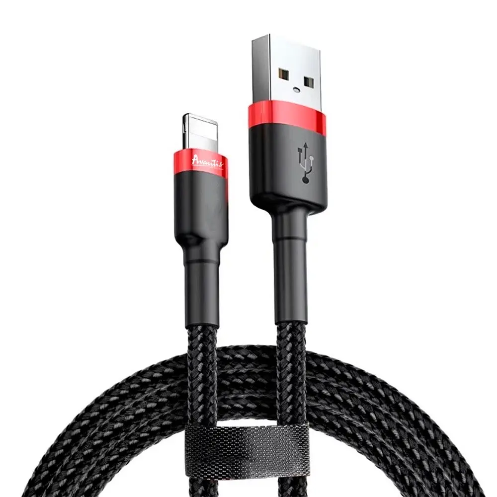Кабель Avantis AC-48i Cool USB – Lightning 2м - чорно-червоний