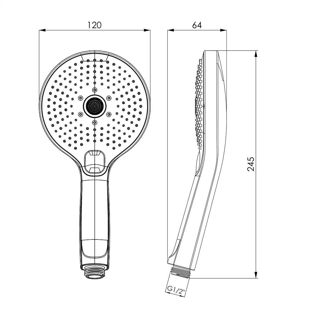 Ручний душ Imprese LSR-120CR 120 мм, 3 режими, кнопковий перемикач хром f03600101AW, Хром - фото 2
