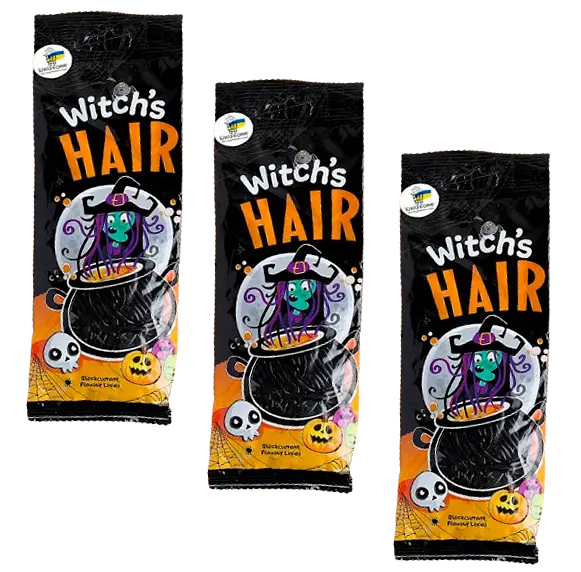 Жувальні цукерки Halloween Witch's Hair зі смаком чорної смородини 160 г - фото 4