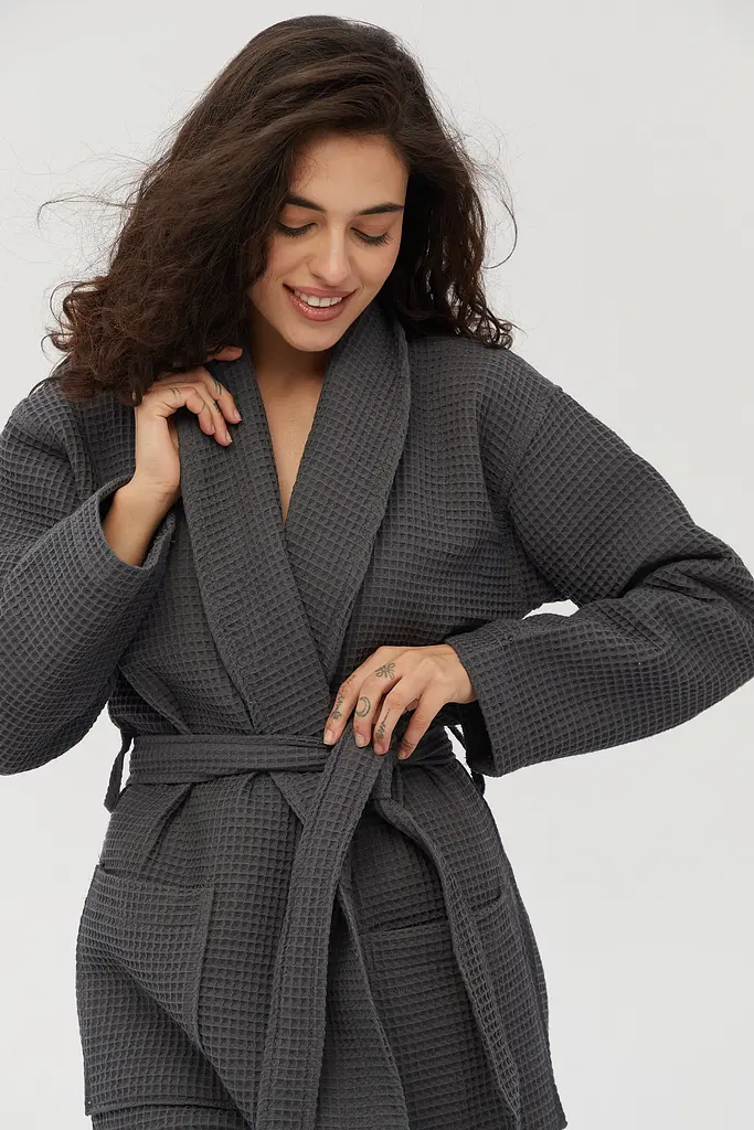 Халат Lotus Home - Waffle antrasit 3XL - фото 3