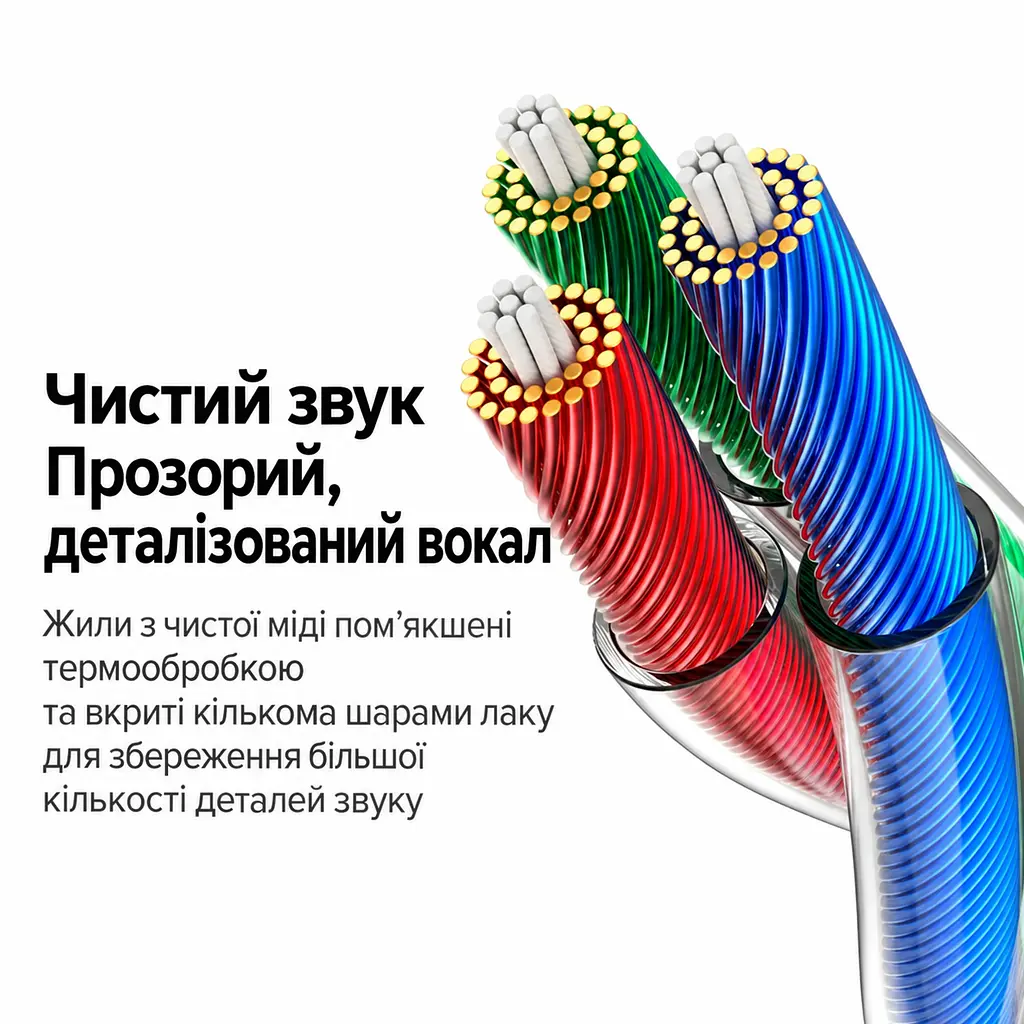 Аудіокабель UGREEN AV183 1 м для стереозвуку й мікрофона 4-контактні штекери TRRS 3,5 мм з обох боків мікрофон працює лише із сумісними TRRS-гніздами обох пристроїв подвійне екранування для смартфона звукової карти мікрофона прямих трансляцій і заміни знімного кабелю сумісної гарнітури тонкі штекери для підключення без зняття тонкого чохла нейлонове обплетення чорний зі сріблясто-синіми корпусами штекерів і золотистими контактами (10648) - фото 8
