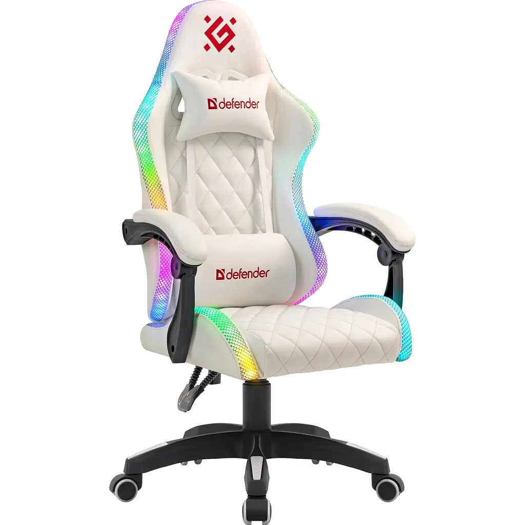 Крісло ігрове Defender Energy, Клас 4, 50 мм, PU, RGB, біле - фото 2