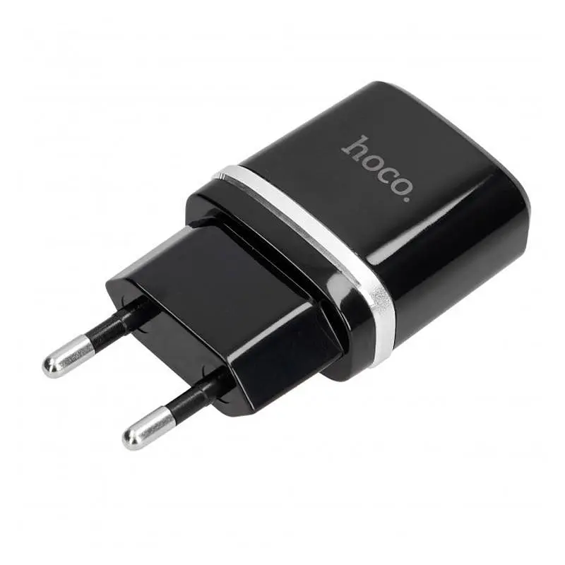 Мережевий зарядний пристрій Hoco 2USB C12 2.4A Black + USB Cable XiaomicroUSB - фото 2