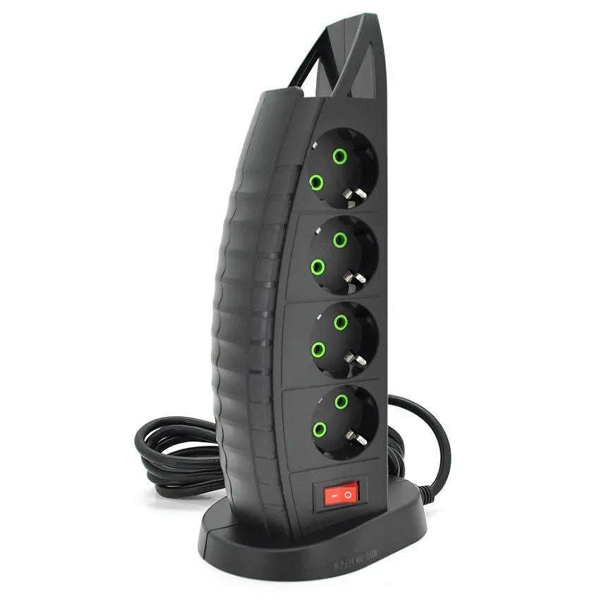 Мережевий фільтр подовжувач Voltronic F-14, 8 розеток EU+3xUSB+Type-C, 2 м, 3х0,75 мм, 2500 W, Black - фото 2