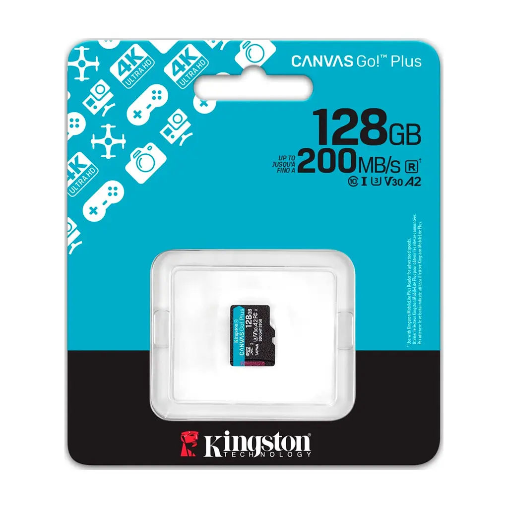 Карта пам'яті Kingston 128GB microSDXC сlass 10 UHS-I U3 V30 A2 Canvas Go Plus G4 (SDCG4/128GBSP) - фото 3