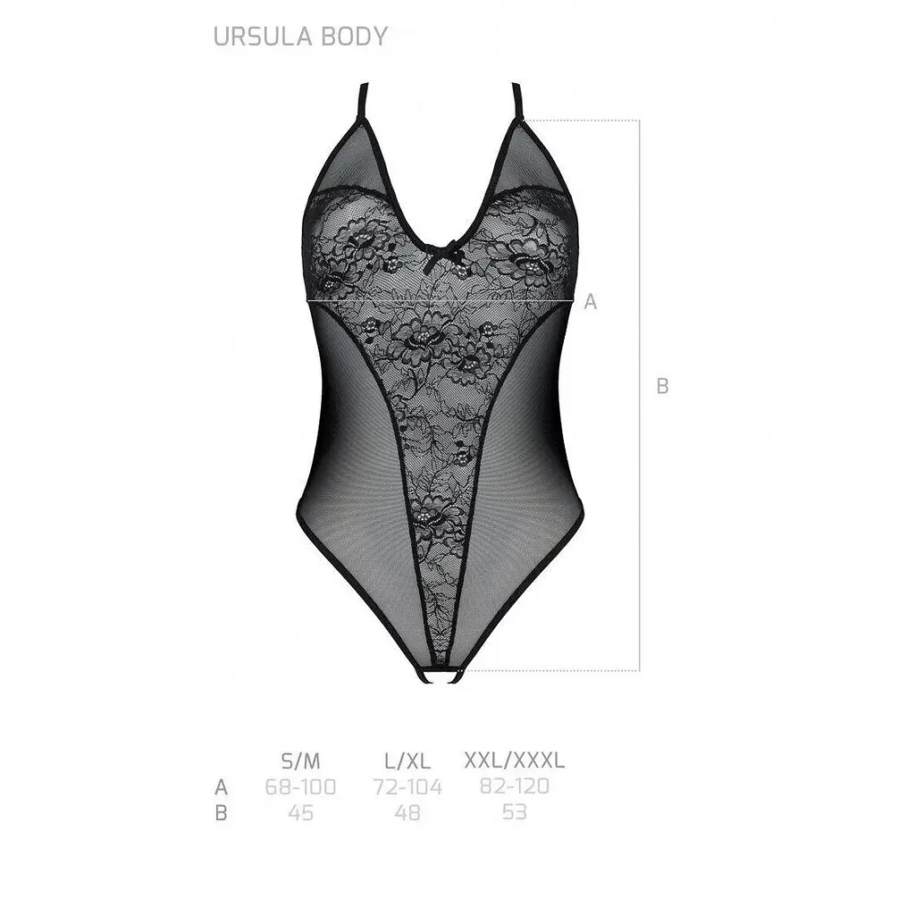 Боди с ажурным декором и открытым шагом Passion Ursula Body black L/XL - фото 5