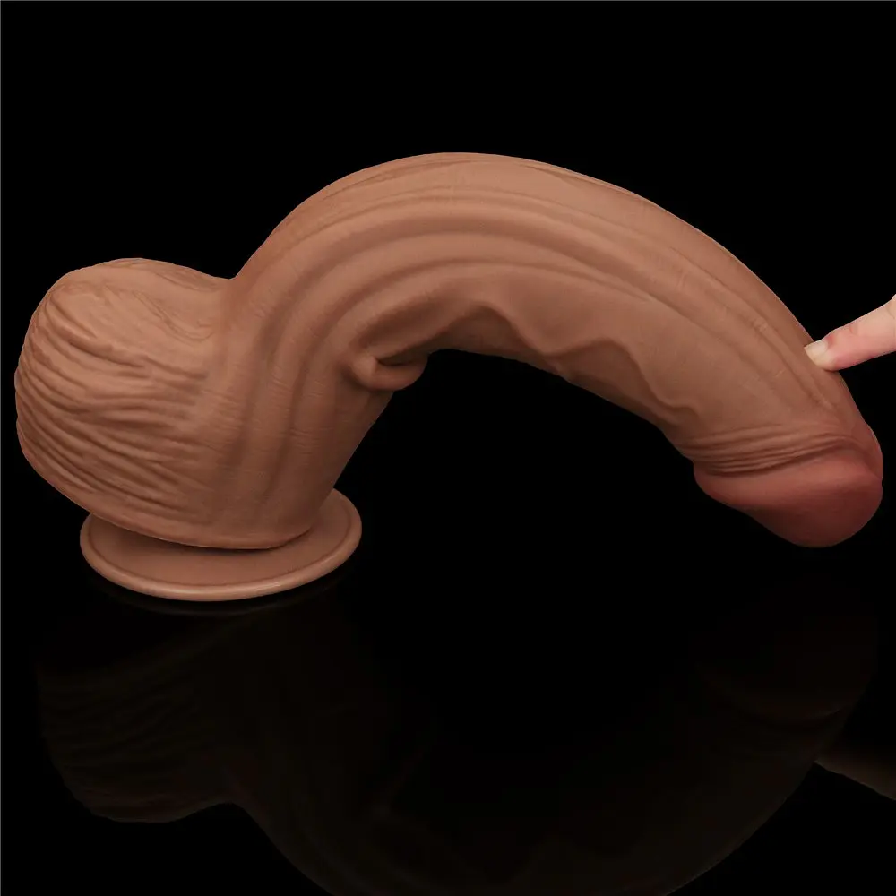 Фалоімітатор LoveToy Sliding-Skin Dual Layer Dong King Sized 31 см коричневий - фото 10