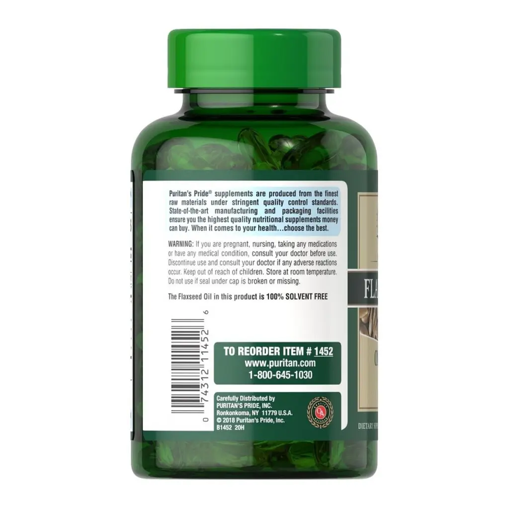 Натуральна лляна олія Puritans Pride Natural Flax Oil 1200 мг 120 softgels - фото 3