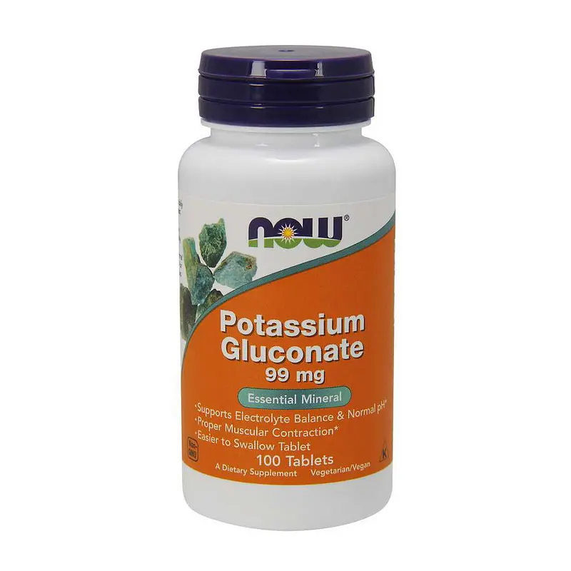 Вітаміни та мінерали NOW Potassium Gluconate 99 mg, 100 таблеток