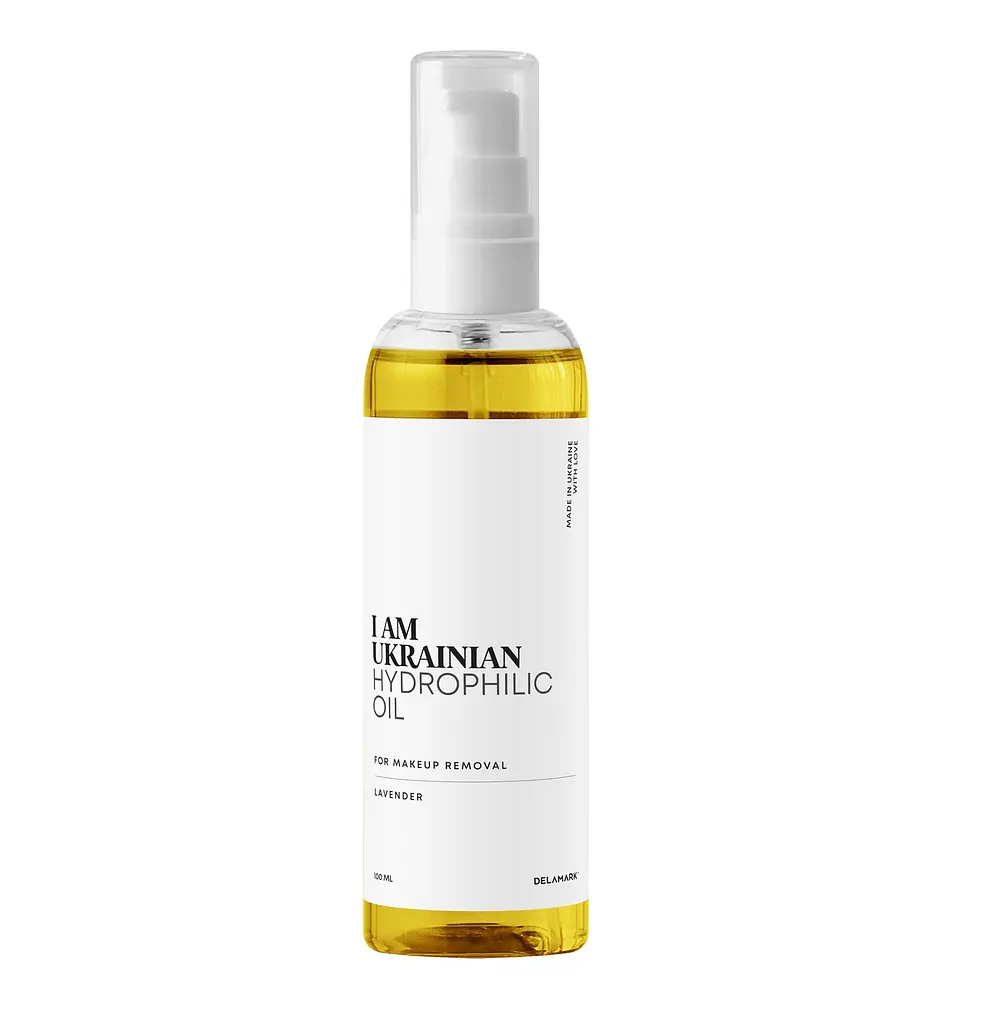 Гідрофільна оливкова олія для видалення макіяжу Лаванда DeLaMark I am Ukrainian 100 мл - фото 1