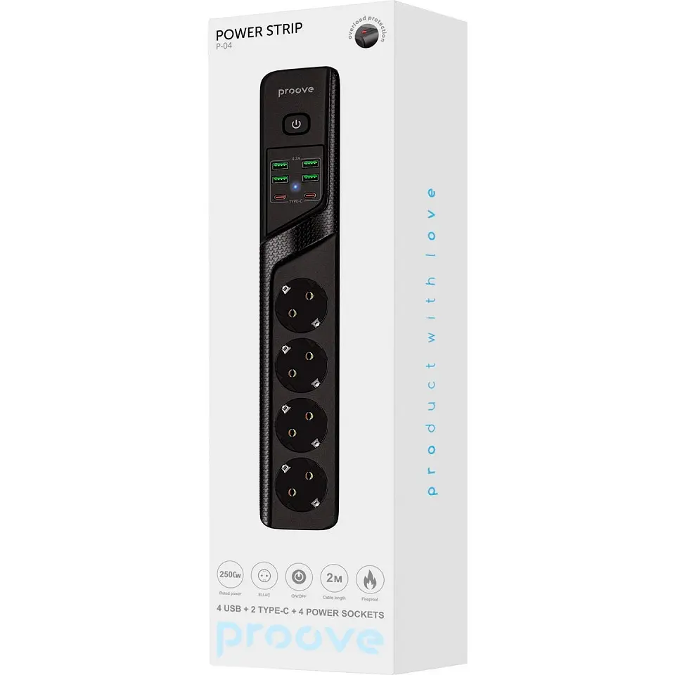 Мережевий фільтр Proove Power Strip P-04 2м (PSP442420001) [125780] - фото 8