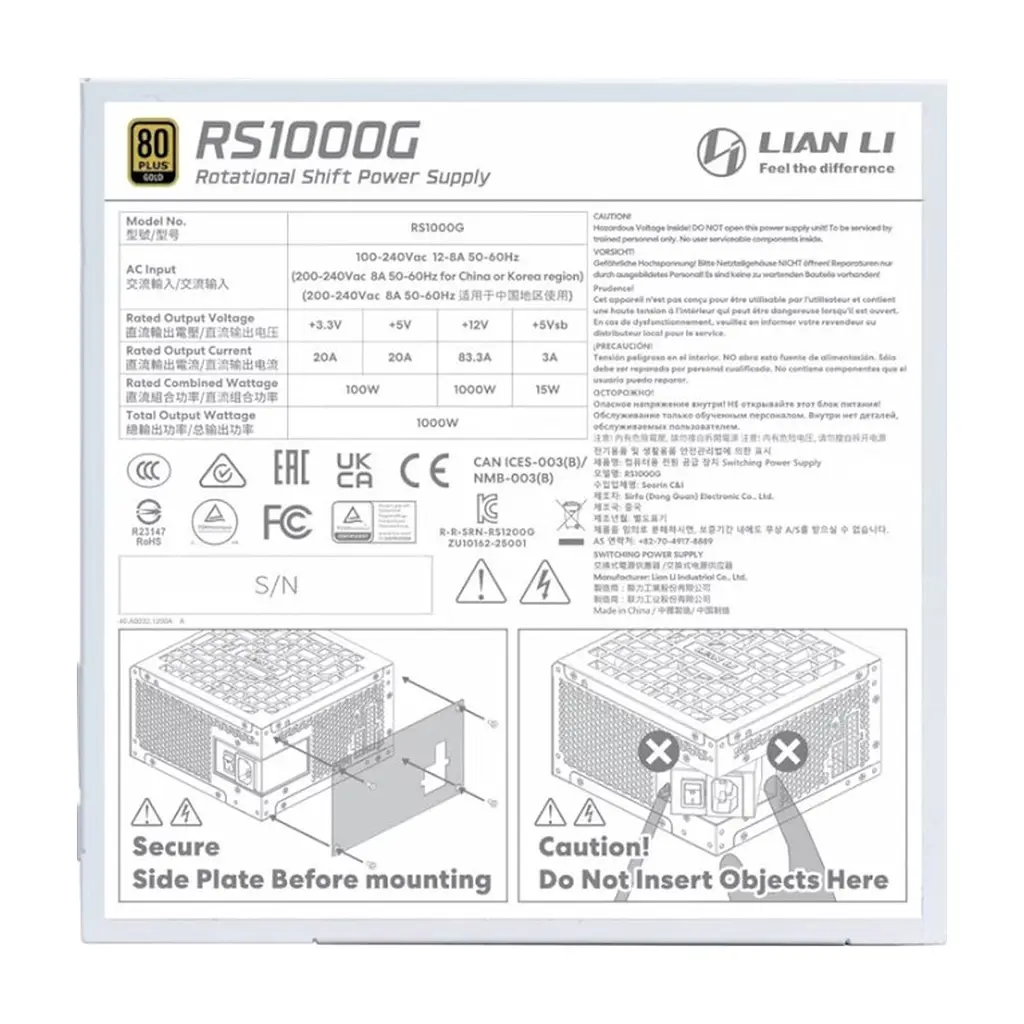 Блок живлення Lian Li 1000W RS Gold (G9P.RS1000G.WH00.EU) - фото 8