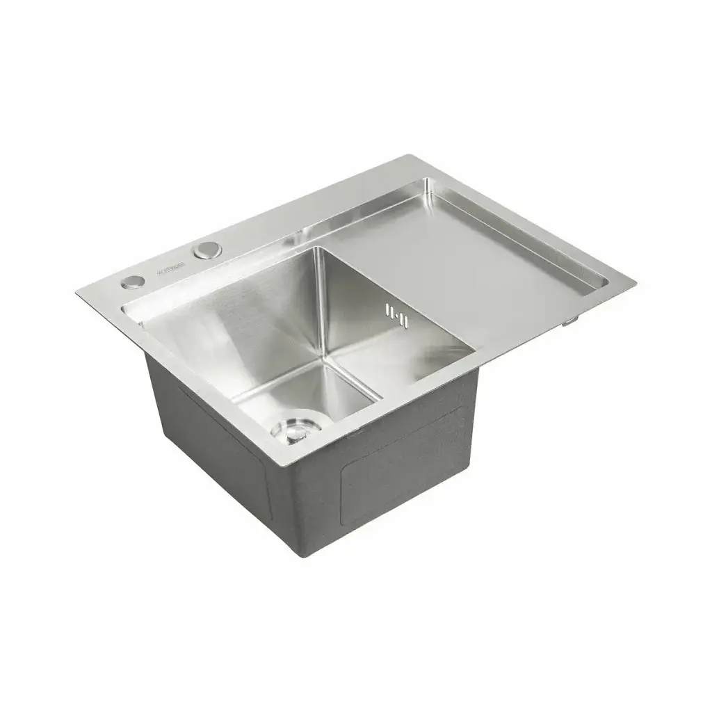 Кухонна мийка Platinum Handmade L з нержавіючої сталі 3 мм прямокутна 58x48x22 см (000032276) - фото 2