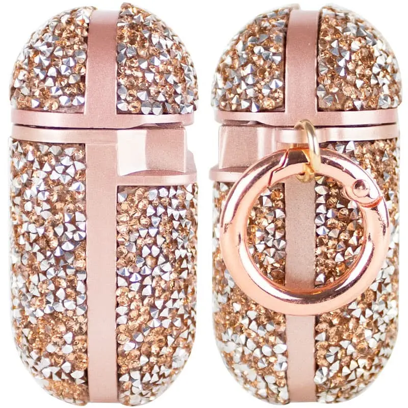 TPU чехол Bling World Rock Diamond для наушников AirPods 1/2 Розовый - фото 3