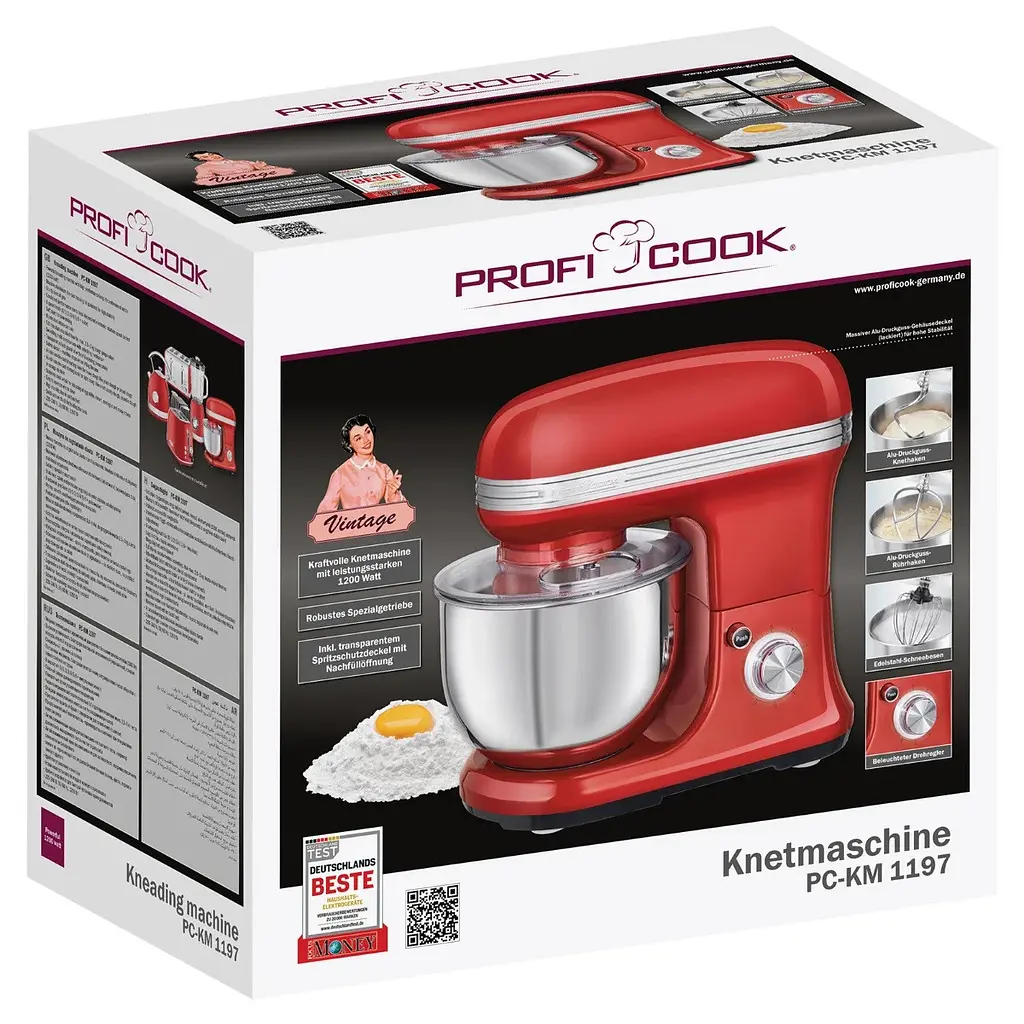 Планетарний міксер-тестоміс Profi Cook PC-KM 1197 Red 5л - фото 9
