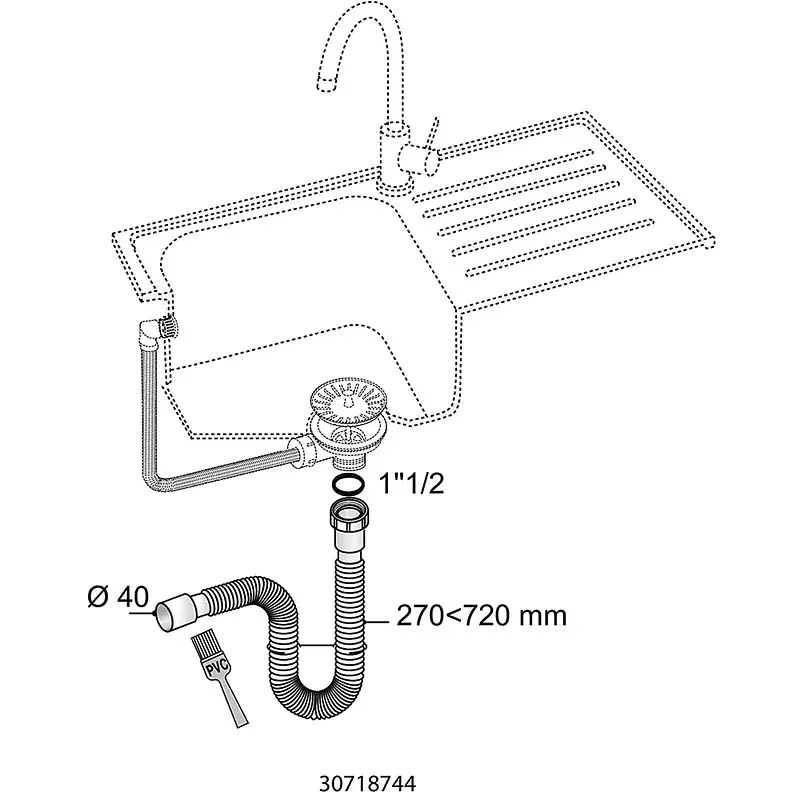 З'єднання гнучке для кухонної мийки 1½"×Ø40мм WIRQUIN (9542839) - фото 2